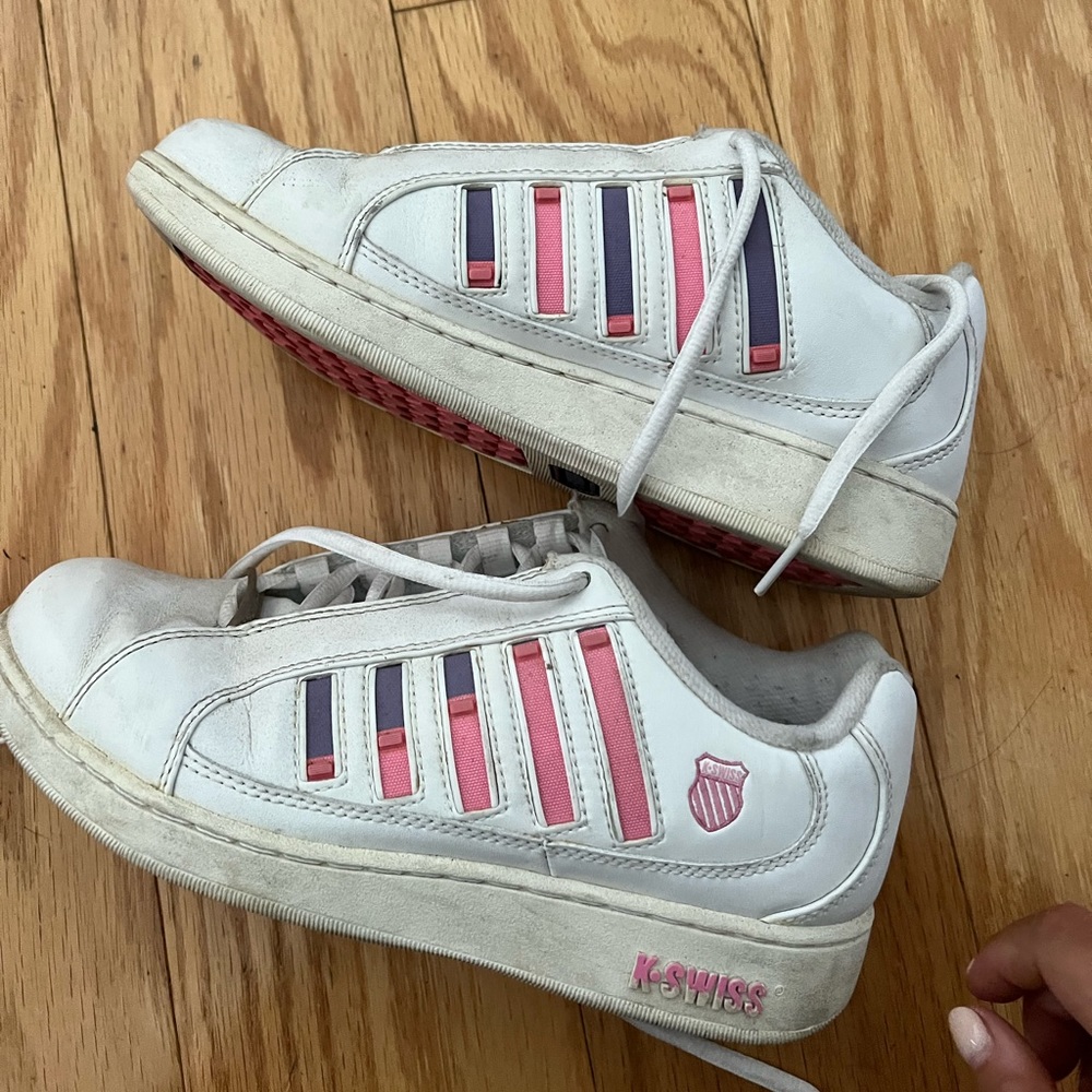 90’s KSwiss Purple and Pink Adjustable Sneakers White 7.5